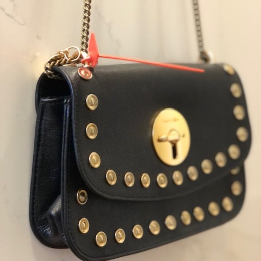 Limited Edition IMPECCABLE SeeBy Chloe Lois Black Leather Studded Chain Bag